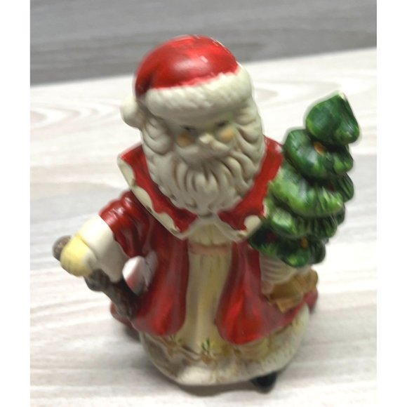 Vintage Santa Claus Carrying Christmas Tree Holiday Figurine Hermitage Pottery - Picture 7 of 8